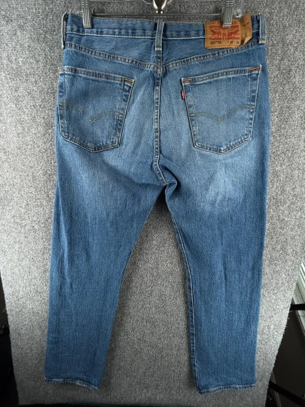 Levis 501 93 Straight Jeans Button Fly Classic Blue Denim Men Cotton ACTL 32X29